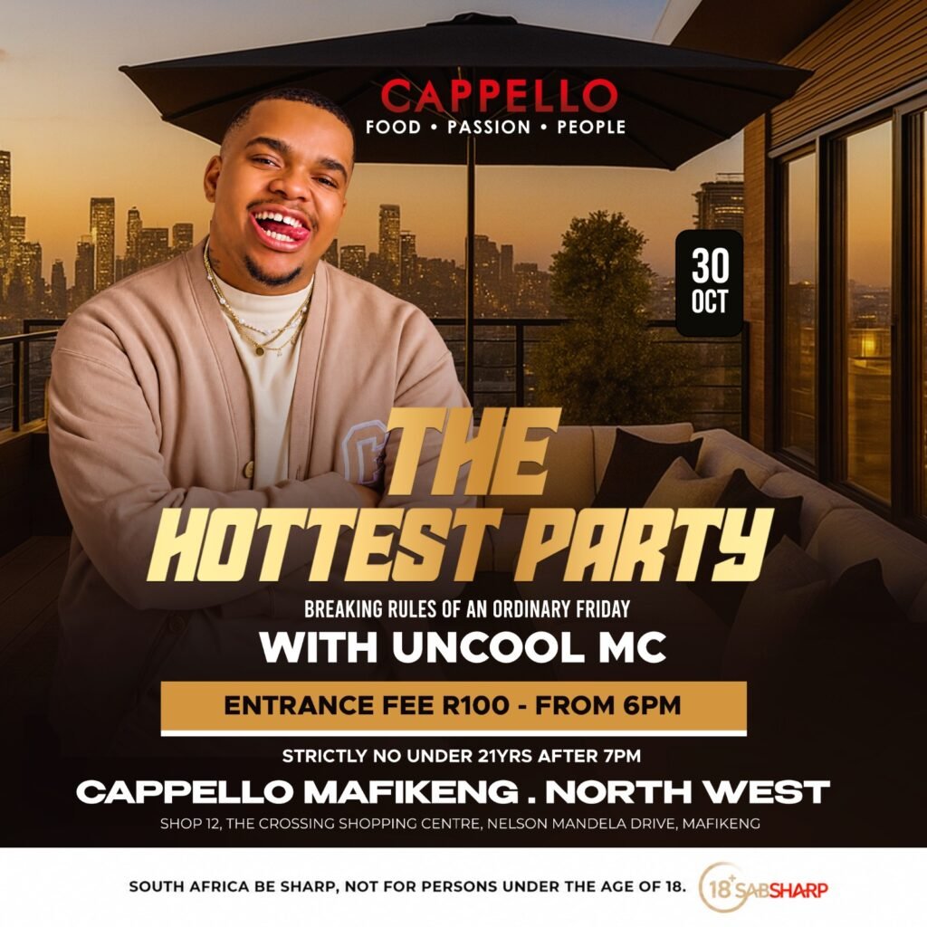 The Hottest Party with Uncool MC — 30 October 2026, from 6 pm, R100 entrance.