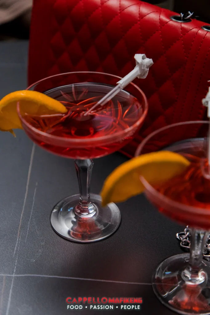 A red cocktail photographed from above at Cappello.